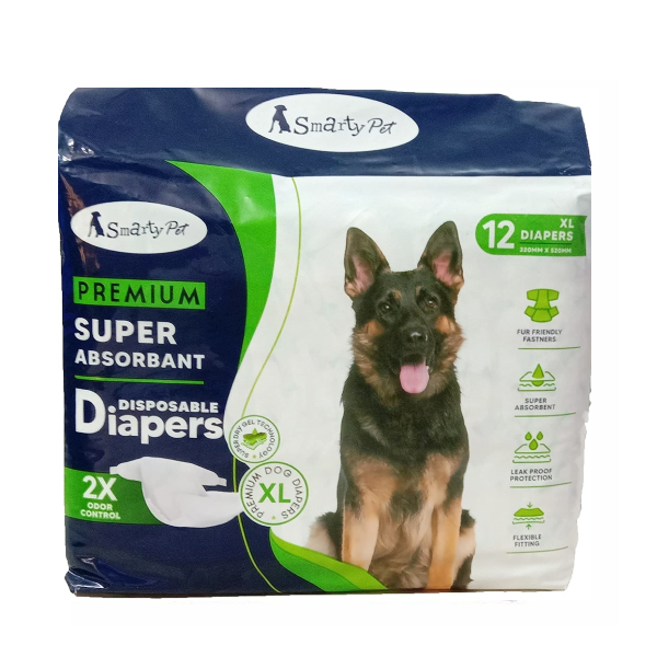 SmartyPet Super Absorbant Disposable Diapers (XL-12 pcs – 320MM x 520MM)