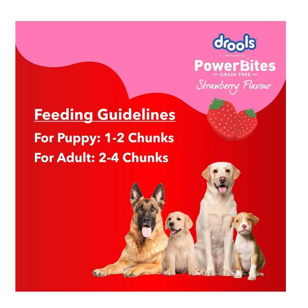 PowerBites Grain Free Treat For Dogs, 135 gm (Strawberry Flavour)