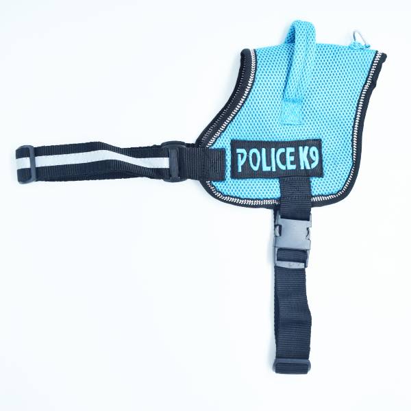 Waago Police K9 Mesh Harness with Adjustable Strap, Size XXL, Sky Blue