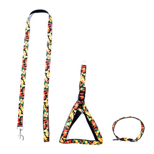 Waago Printed Body Belt,Collar and Leash Set For Small and Medium Dogs, 1 Inch x 4.5 Ft, Yellow