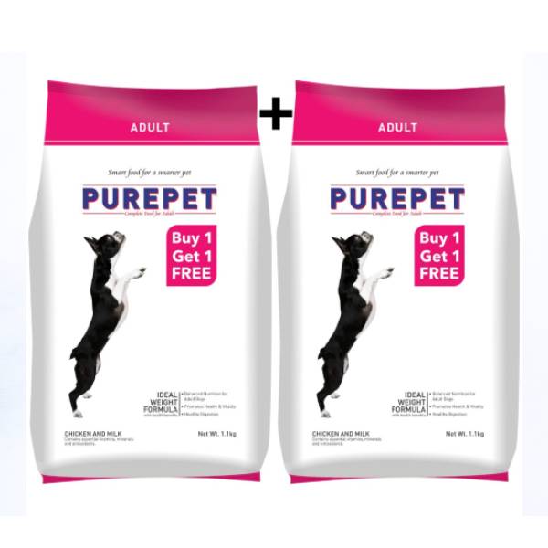 Purepet Chicken And Milk Adult Dog Food, 1.1 Kg (Buy 1 Get 1 Free)