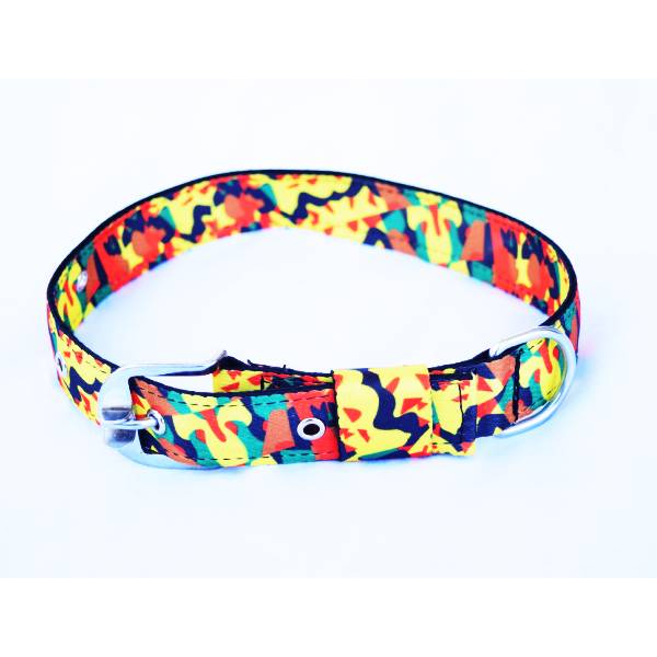 Waago Printed Body Belt,Collar and Leash Set For Medium and Large Dogs, 1.25 Inch, Yellow