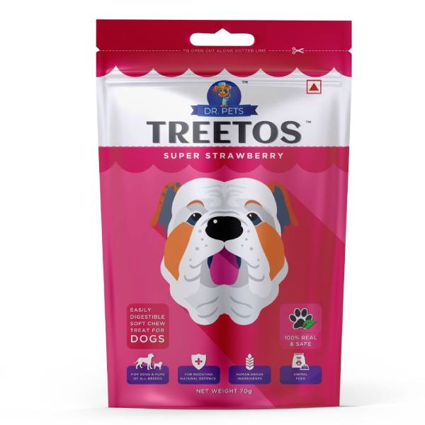 TREETOS (Super Strawberry) For Dogs and Pups Of All Ages, 70 Gm