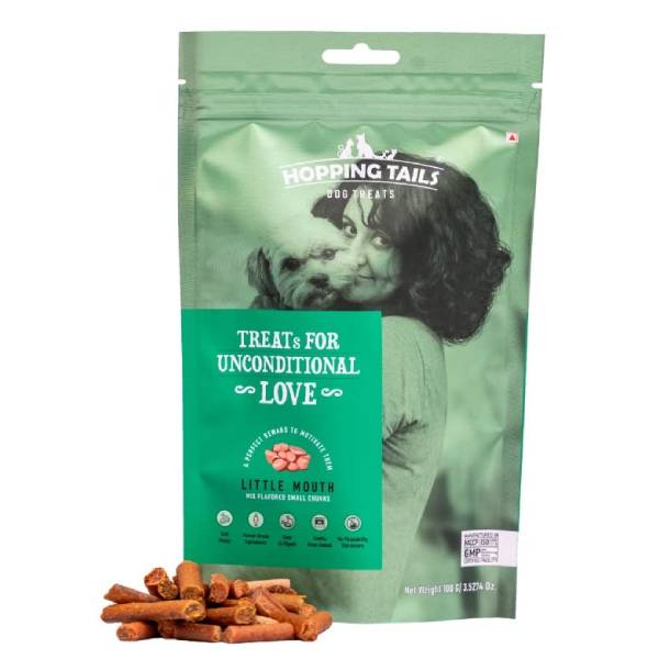 Hopping Tails Little Mouth (Mix Flavoured Small Chunks) Dog Treats, 100 Gm