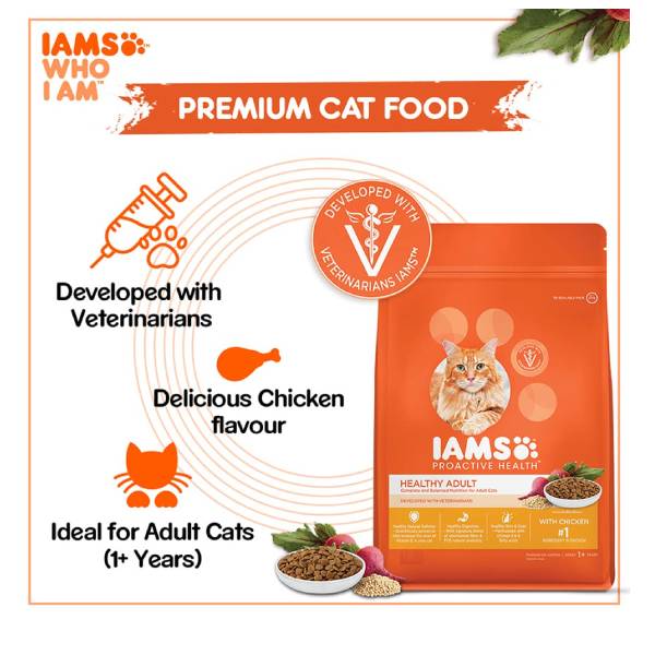IAMS Proactive Health Chicken and Salmon Dry Food For Adult Cat, 1 Kg