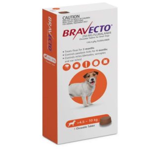 BRAVECTO Flea And Tick Chew For Dogs (4.5-10) Kg, 250 Mg, 1 Chew Tablet, Orange