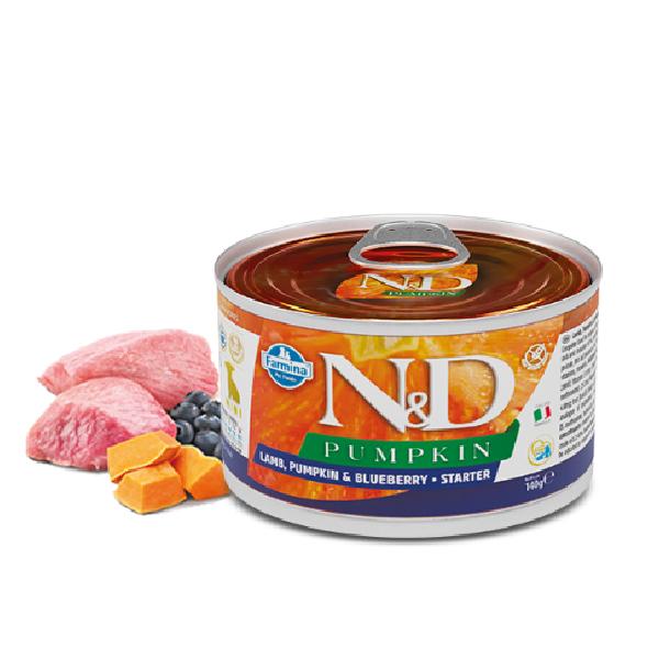 Farmina N&D Grain Free Lamb, Pumpkin & Blueberry Wet Food For Starter Mini, 140 Gm