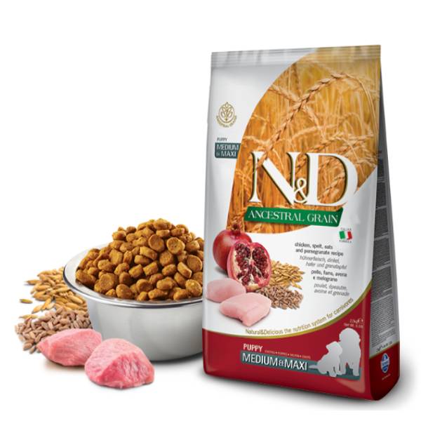 Farmina N&D Ancestral Grain Chicken and Pomegranate For Puppy Medium & Maxi, 12 Kg