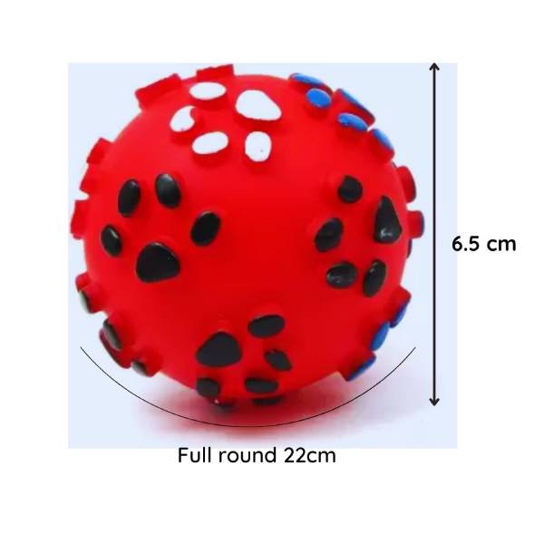 Waago Vinyl Paw Print Sound Ball For Cats and Dogs, Medium Size