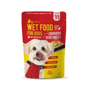 Wiggles Wet Food For Adult Dogs, Puppies & Seniors Chicken & Vegetables in Gravy – 150gm