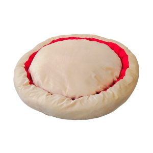 Waago Melody Soft Bed for Pet – Cream And Red-  Large Size (26 x 26 inch) Round Shape