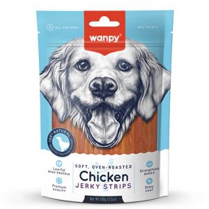 Wanpy Soft Chicken Jerky Strips Treat  For All Size Dogs (100 gm)