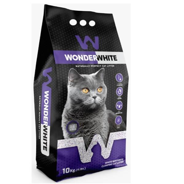 Wonder White Clumping Bentonite Cat Litter With Lavander, 10 Kg