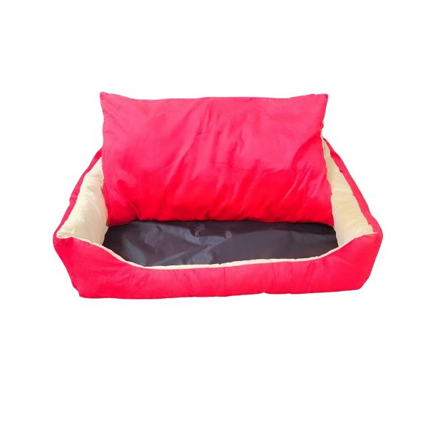 Waago Pearl Soft Bed for Pets  – Cream And Red – Large Size (18 x 26 inch) Rectangle Shape