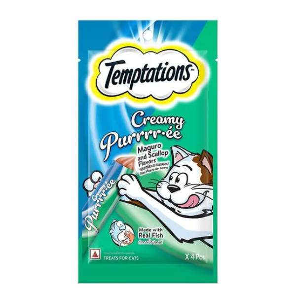 Temptations Creamy Purrrr-ee Maguro & Scallop Flavour, 48gm