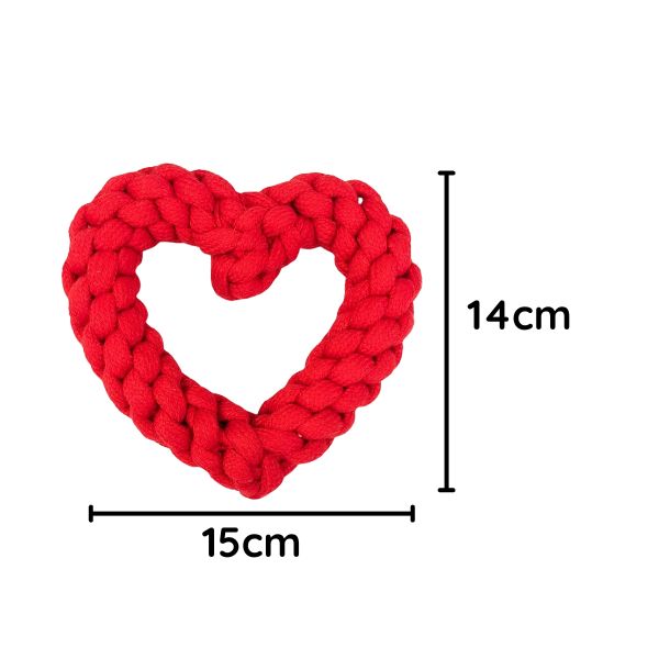 Waago Heart Shape Rope Toy For All Size Dogs, Red- 14 X 15cm