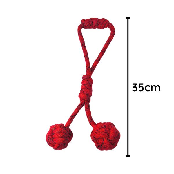 Waago 2 Ball 2 Knot Toys For Medium and Large Dogs, Multicolor- 35cm
