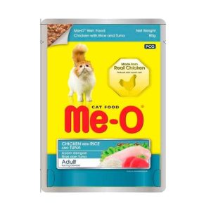 Me-O Wet Food for Adult Cat,  Chicken With Rice and Tuna, 80 gm
