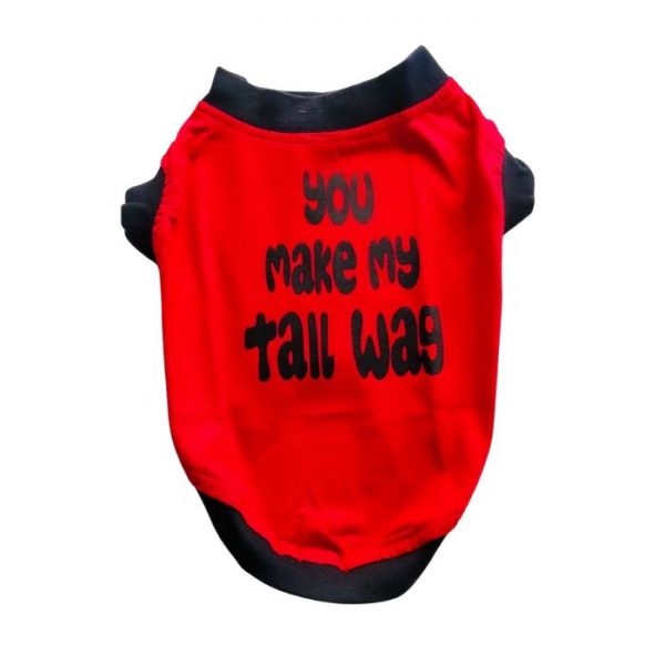 Waago Dog T-shirt (you make my tall wag) 26 inch Large Size, Red