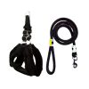 Waago Black Soft Mink Fur Harness With Black Rope For Dogs -Medium (25-32 Inch)