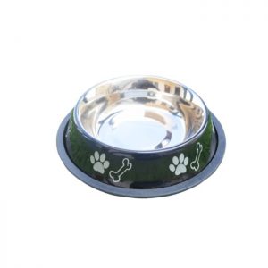 Waago Steel Feeding Bowl For Medium Dogs – Size-No 2 (Black)