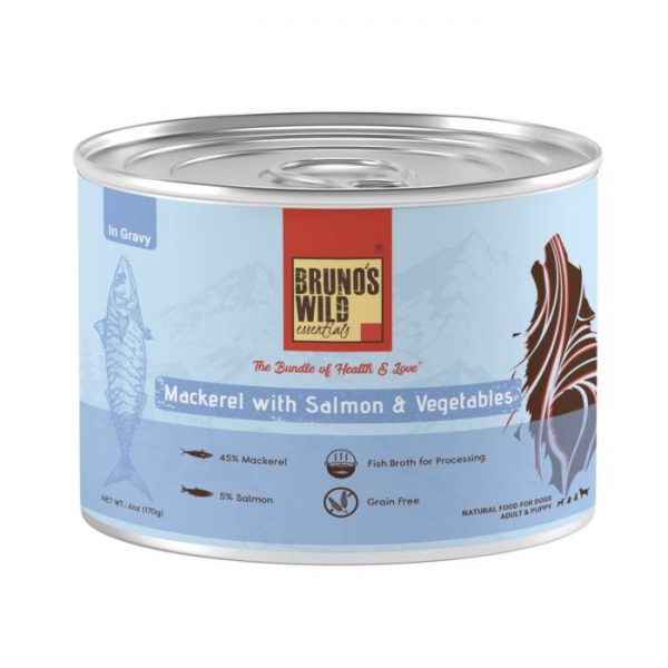 Bruno’s Wild Essentials Dog Food Mackerel With Salmon & Vegetables, 170g