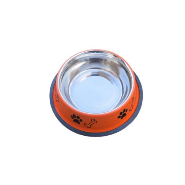 Waago Steel Feeding Bowl For Small Dogs And Cats- Size-No 0 (Orange)