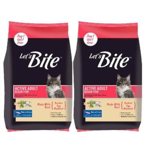 Lets Bite Active Adult Dry Cat Food, Ocean Fish, 400gm (Buy 1 Get 1 Free)