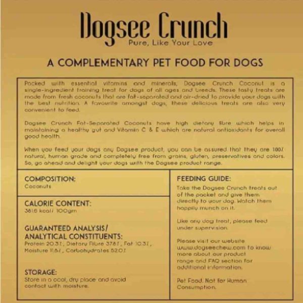 Dogsee Crunch Coconut: Fat-Separated Coconut Dog Treats