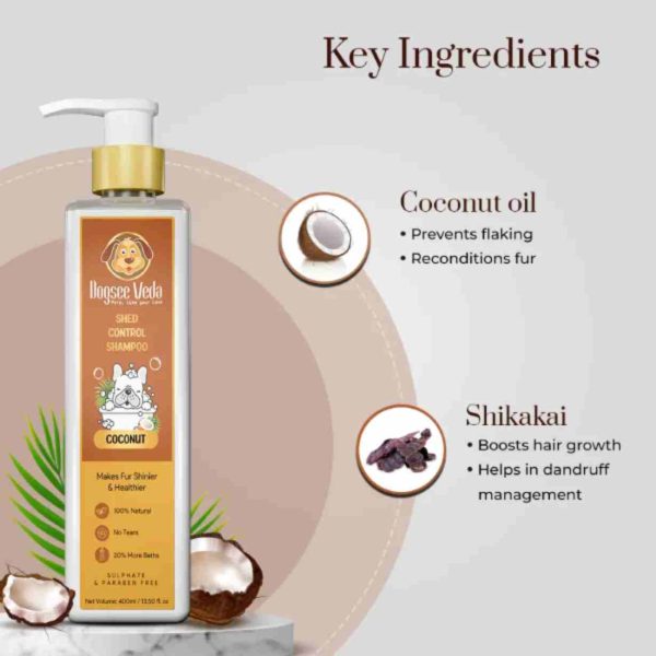 Dogsee Veda Coconut: Shed Control Dog Shampoo (200ml)