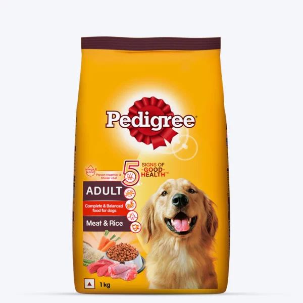 Pedigree Dry Dog Food Meat & Rice, For Adult Dogs, 1 Kg