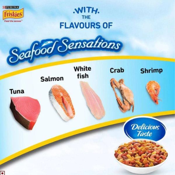 Purina Friskies Seafood Sensations Adult Cat Food Tuna Salmon Whitefish Cran & Shrimp Flavours, 1.2 Kg
