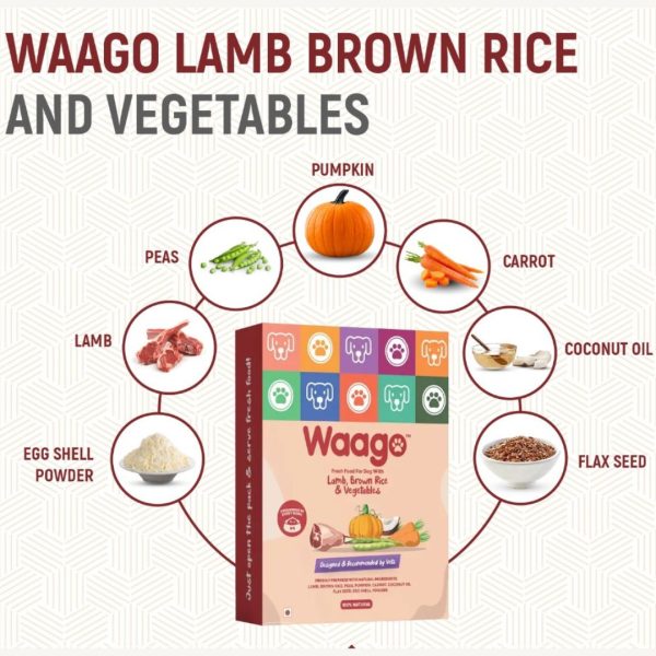 Waago Lamb brown rice and Vegetables Fresh Food for all Breed Dog 300gm