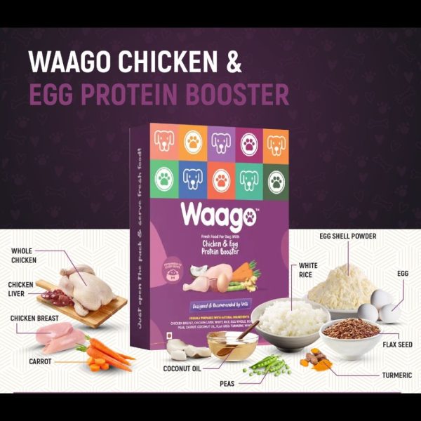 Waago Chicken and Egg Protein Booster Fresh Food for all Breed Dog 300gm x 5 pack