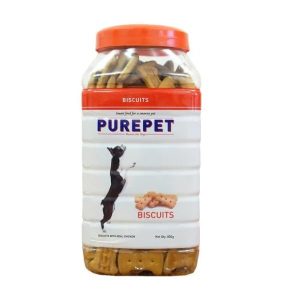Purepet Chicken Flavour, Real Chicken Biscuit,Dog Treats- Jar, 800 Gm