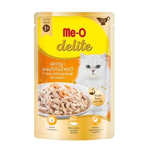 Me-O Delite Tuna With Shrimp In Gravy Adult Cat Food, 70 gm