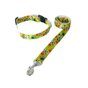 Bon Chien Printed Collar with Leash Set For Medium and Large Dogs, 1.25 Inch,