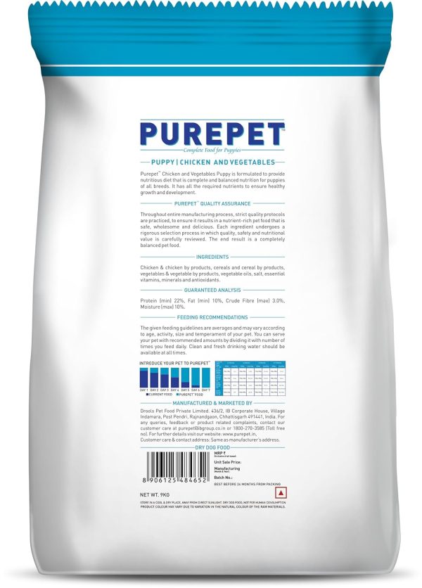 Purepet Chicken & Veg Puppy Dry Food 9kg